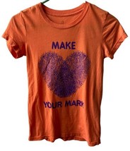 Make Your Mark Girls Size M T shirt Orange Short Sleeved Crew Neck Thumb... - $6.96