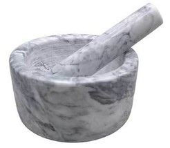 2 1/2&quot; White Marble Mortar and Pestle Set - £56.97 GBP