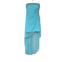 Strapless Sexy High Low Mint Green Sheer Beaded Prom Formal Dress Size 3 - £17.46 GBP