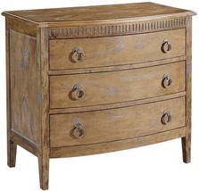 Chest of Drawers Theodore Bow Front Beachwood Finish Solid Wood Brass 3-Drawer - £1,382.08 GBP