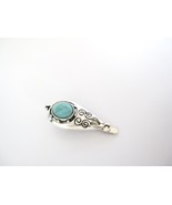 Small turquoise blue stone and metal tribal alligator hair clip fine thin hair - $8.95