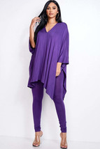 Women&#39;s Solid Heavy Rayon Spandex Cape Top And And Leggings 2 Piece Set - $618.68 MXN