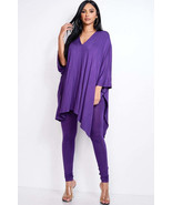 Women&#39;s Solid Heavy Rayon Spandex Cape Top And And Leggings 2 Piece Set - €28,32 EUR