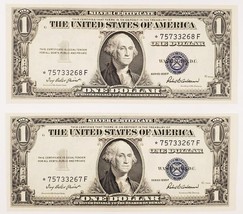 Full of 2 Consecutive 1935-F Silver Star Certificate Banknotes Fr #1615 ... - $77.63