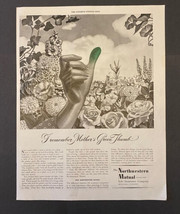 Vintage Print Ad Northwestern Mutual Mother&#39;s Green Thumb Floral 1945 13... - £7.73 GBP