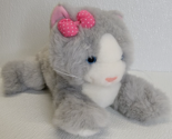 Vintage Bestever Gray Cat Kitten Plush Pink Bow Blue Eyes - $19.30