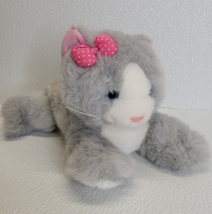 Vintage Bestever Gray Cat Kitten Plush Pink Bow Blue Eyes - £15.09 GBP