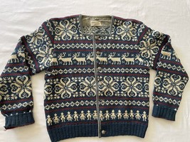 Handmade In Norway Husfliden Bergen Wool Cardigan Sweater Sz L Vintage * See Pic - £38.35 GBP