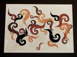 Lost Vintage Abstract Art Painting Swirl Figures Gouache Brown Flesh Tan White - £21.92 GBP