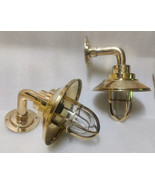 Nautical Bulkhead Light Marine Solid Brass Wall Light With Shade 2 pcs. - £215.06 GBP