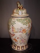 Vintage Hand Painted Floral Chinese Porcelain 32&quot; Temple Jar E760 - £383.14 GBP