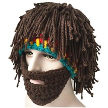 Wig Beard Hats Handmade Knitted Winter Hat Funny Cosplay Accessories Unisex - £16.74 GBP