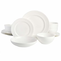 Gibson Elite Embossed Bone China Double Bowl Dinnerware Set Service for 4 - £61.45 GBP