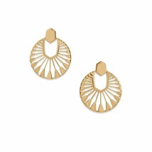 14K Yellow Gold Finish Sun Dial Design Dangling Earrings 38 mm Women&#39;s Ear Drops - £123.54 GBP