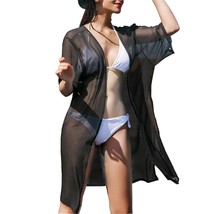 Soul Young Sheer Cover Ups For Swimwear Women White Kimono Beach Coverup Black(O - £28.85 GBP
