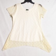 Shannon Ford NY Women&#39;s Pointed Side Swiss Dot Top Blouse Size Large Cream - $14.87