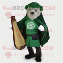 Forest Green Celtic Harp mascot costume character dressed with a Windbreaker and - $1,239.00