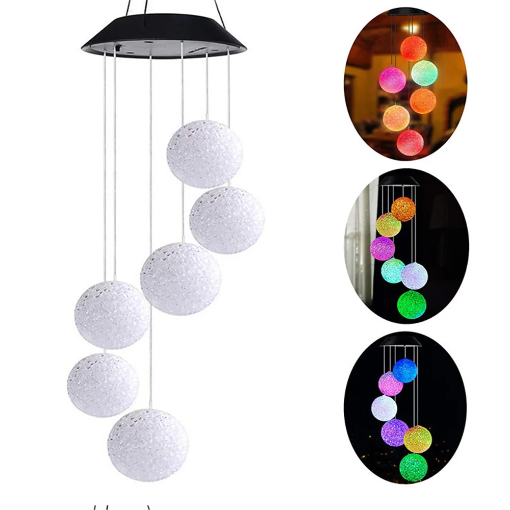 2022 New LED Solar Powered Rice Ball Wind Chimes Light Outdoor Home Garden Hangi - £154.37 GBP