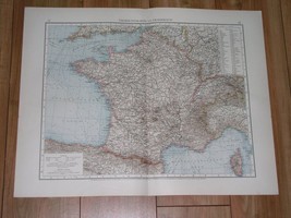 1896 Antique Original Map Of France Paris / Showing German Alsace Lorraine - $31.17