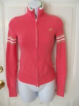 Hollister HC Sport  Long Sleeve  Zip-Up Pink Green White Sweater Size S EUC - £20.24 GBP