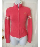 Hollister HC Sport  Long Sleeve  Zip-Up Pink Green White Sweater Size S EUC - £20.07 GBP