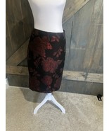 Ann Taylor Skirt Women Size 12 Black Roses Zipper Knee Length Floral Cot... - $34.96 CAD