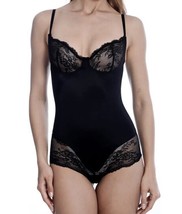 NWT Body Beautiful Womens Lace Trims Slimming Bodysuit Black Size S - $19.79