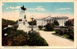 Washington D.C. Sherman Statue U.S. Treasury WB Written On Antique Postcard - £5.60 GBP