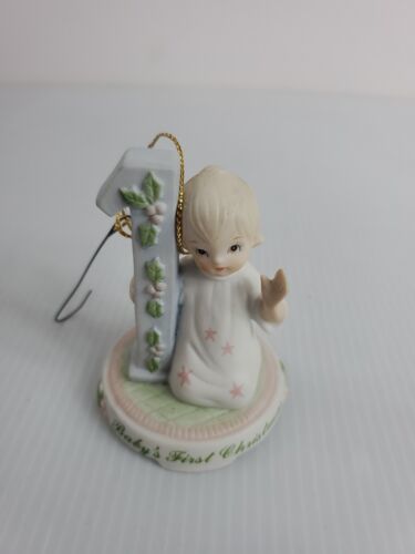 Lefton Baby Girl 1st Christmas China Figurine 1983 No Box Preowned Mint - £6.29 GBP