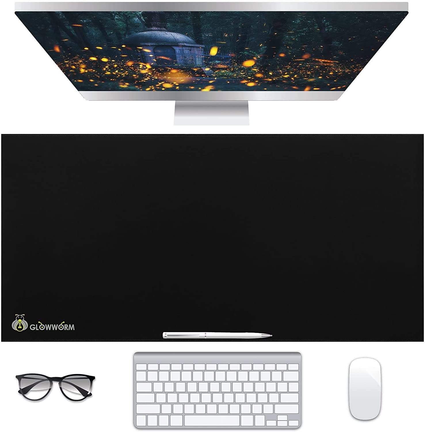 Primary image for Large Leather Desk Pad Mouse Pad 39.5" X 15.7" In Black Waterproof Smooth Pu