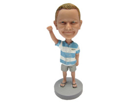Custom Bobblehead Small Boy In T-Shirt And Jeans Waving Hello - Parents &amp; Kids B - £65.29 GBP