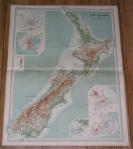 1922 Physical Map Of New Zealand Auckland Christchurch Dunedin Wellington Alps - £24.04 GBP