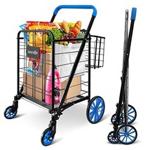 SereneLife Supermarket Shopping Cart w/ 360° Swivel Rolling Wheels (Open... - $57.95