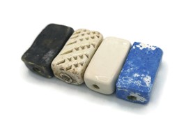 4 Pcs Large Rectangular Beads Mixed Giant Beads For Jewelry Making Handmade Clay - £16.06 GBP