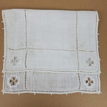 Vintage Embroidery w/ Cutouts Dresser Doily Ivory Approx 17.5x11.5 Inch - $10.92