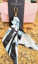 LONDON FOG Ribbon Charm Bag Clip Accessories Blue Abstract Water Color - $15.99