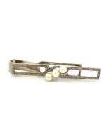 Mikimoto Akoya Pearl Mens Tie Clip 5 mm Sterling Silver Estate M453 - $197.01