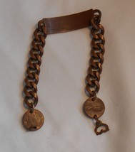 Vintage Solid Copper Penny Identification Bracelet with Blank Monogram Plate - £11.78 GBP