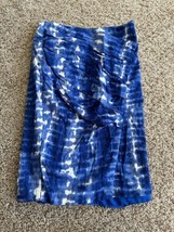 Anthropologie Eva Franco Textured Pencil Skirt Blue White Lined Zipper S... - £14.93 GBP