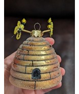 DEPT 56 BEE HIVE SKEP Sugared Blown Glass Ornament w/ Beaded Bees on Spr... - $19.95
