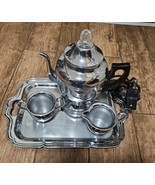 Vintage Farberware Coffee Percolator W/ Creamer Sugar &amp; tray Bakelite Ch... - £38.92 GBP