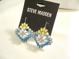 Steve Madden Silver-Tone Crystal &amp; Stone Flower Drop Earrings Y389 $30 - £11.37 GBP