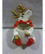 Vintage 1987 Omnibus Fitz &amp; Floyd Japan Ceramic Christmas Reindeer Vase ... - $370.30 MXN