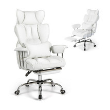 PU Leather Home Office Chair 400 lbs High Back Executive Chair-White - C... - $242.49