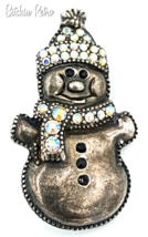 TC Vintage Rhinestone Snowman Brooch - Retro Holiday Pin - £12.02 GBP
