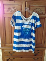 women&#39;s blue striped top volcom size medium / large - £20.09 GBP