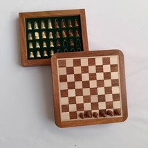 Sheesham Wood/Rosewood Magnetic Chess Board &amp; Storage Set 13x13cm Travel Game - £54.17 GBP