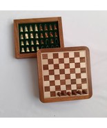 Sheesham Wood/Rosewood Magnetic Chess Board &amp; Storage Set 13x13cm Travel... - £51.79 GBP