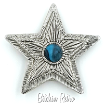 Hilco Vintage Star Pendant and Brooch with Turquoise Glass Cabochon - £11.16 GBP