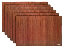PVC Table Mat Wooden Print, Heat-Resistant &amp; Washable Set of 6 - £15.66 GBP